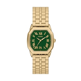 Ladies' Fossil Harlow Analog Watch in Gold-Tone Stainless Steel with Green Dial (Model: ES5451)