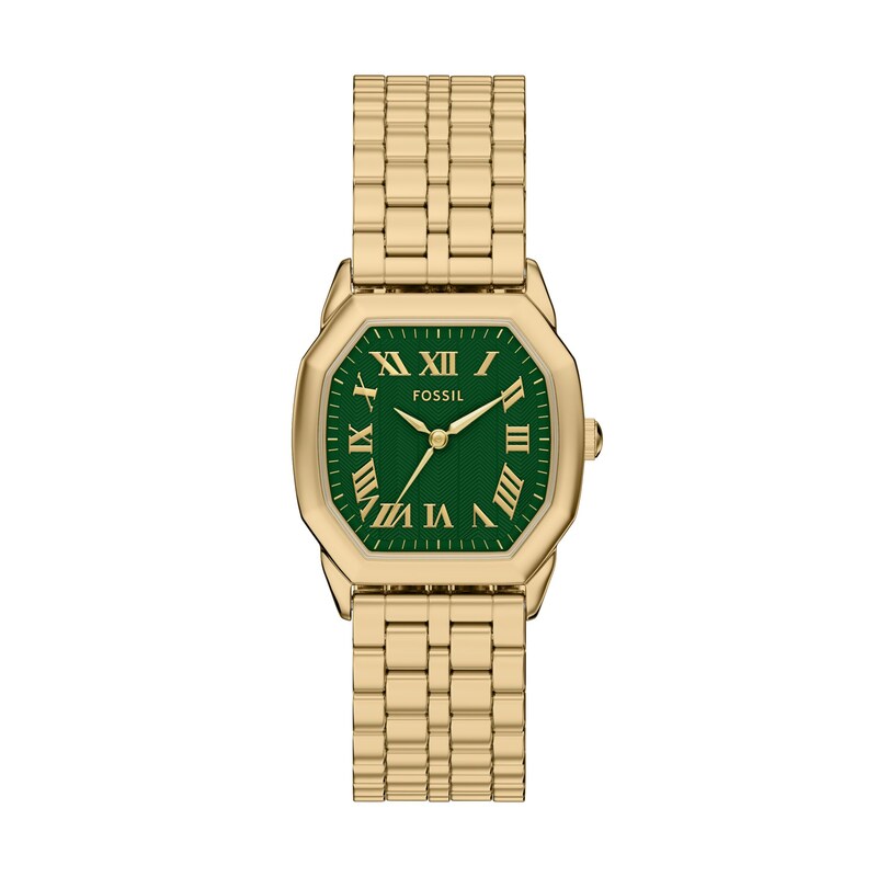 Main Image 1 of Ladies' Fossil Harlow Analog Watch in Gold-Tone Stainless Steel with Green Dial (Model: ES5451)