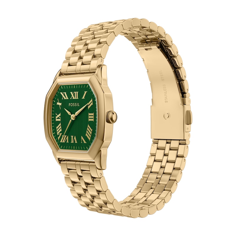 Main Image 3 of Ladies' Fossil Harlow Analog Watch in Gold-Tone Stainless Steel with Green Dial (Model: ES5451)