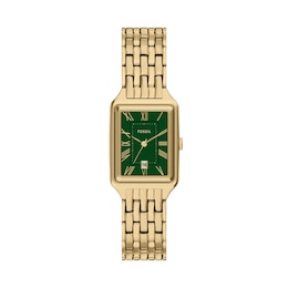 Ladies' Fossil Raquel Analog Watch in Gold-Tone Stainless Steel with Green Dial (Model: ES5452)