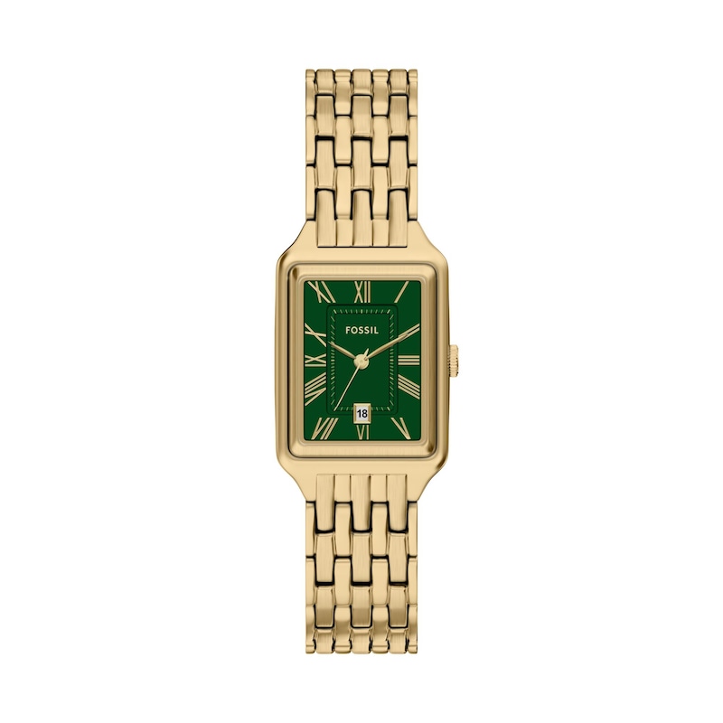 Main Image 1 of Ladies' Fossil Raquel Analog Watch in Gold-Tone Stainless Steel with Green Dial (Model: ES5452)