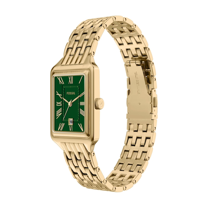 Main Image 3 of Ladies' Fossil Raquel Analog Watch in Gold-Tone Stainless Steel with Green Dial (Model: ES5452)