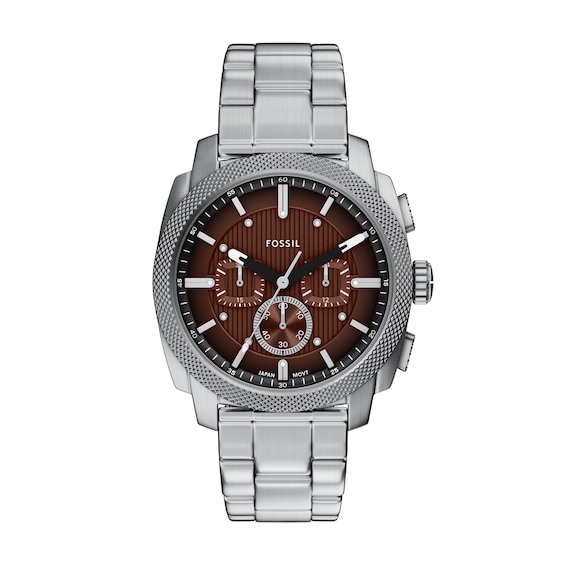 Men's Fossil Machine Chronograph Watch in Stainless Steel with Brown Dial (Model: Fs6144)