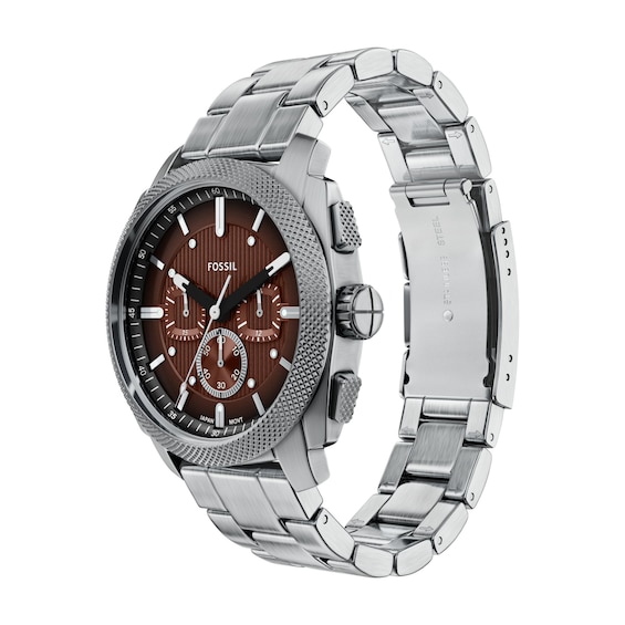 Men's Fossil Machine Chronograph Watch in Stainless Steel with Brown Dial (Model: Fs6144)