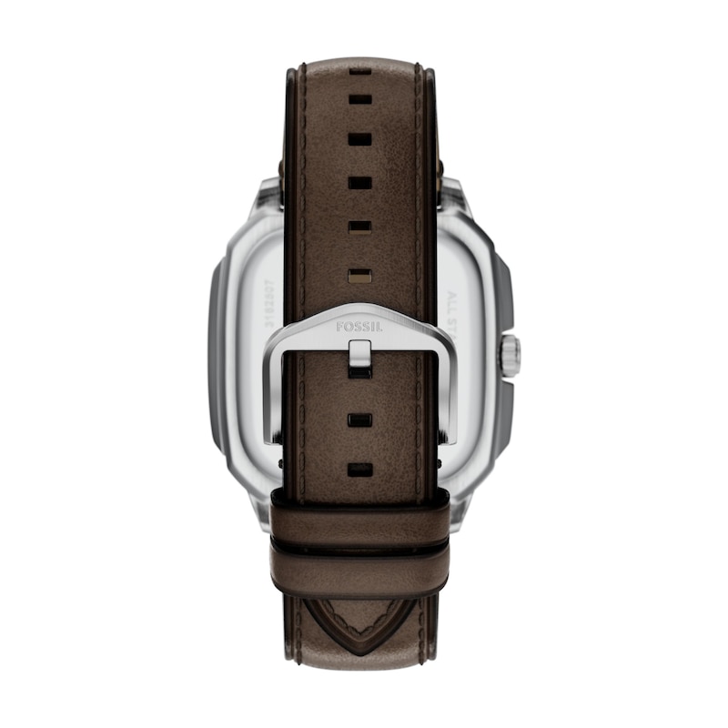 Main Image 4 of Men's Fossil Crosby Analog Watch in Stainless Steel with Green Dial and Brown Leather Strap (Model: FS6150)