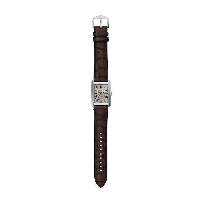 Main Image 5 of Men’s Fossil Caraway Analog Watch in Stainless Steel with Eggshell Dial and Brown Leather Strap (Model: ME3272)
