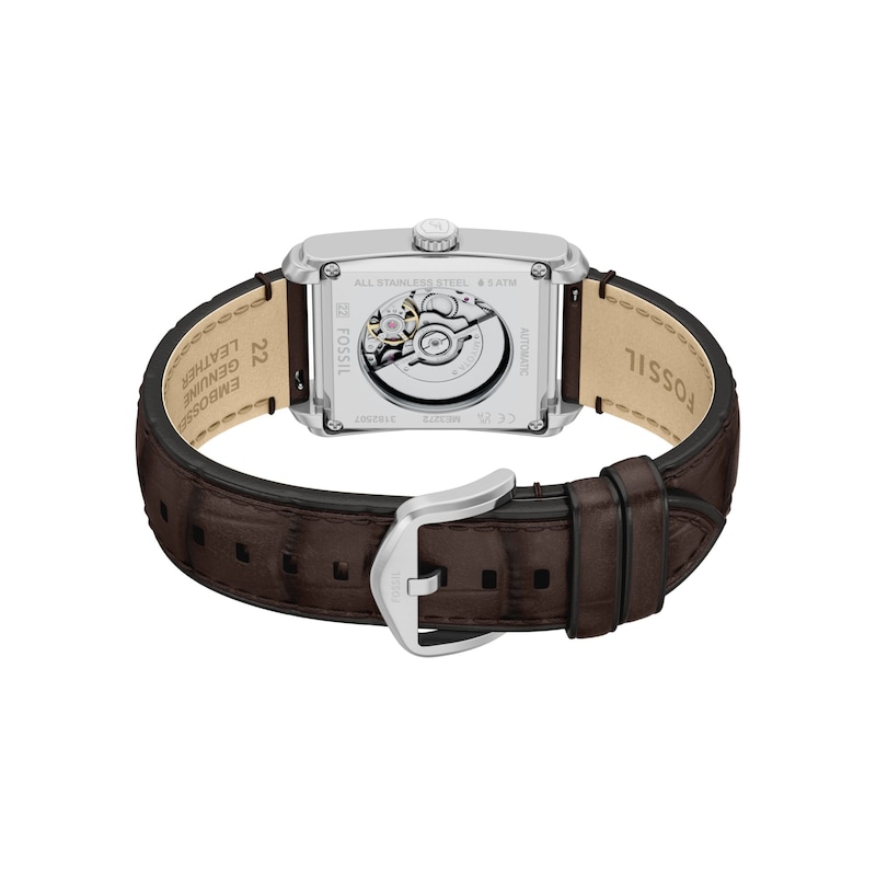 Main Image 6 of Men’s Fossil Caraway Analog Watch in Stainless Steel with Eggshell Dial and Brown Leather Strap (Model: ME3272)