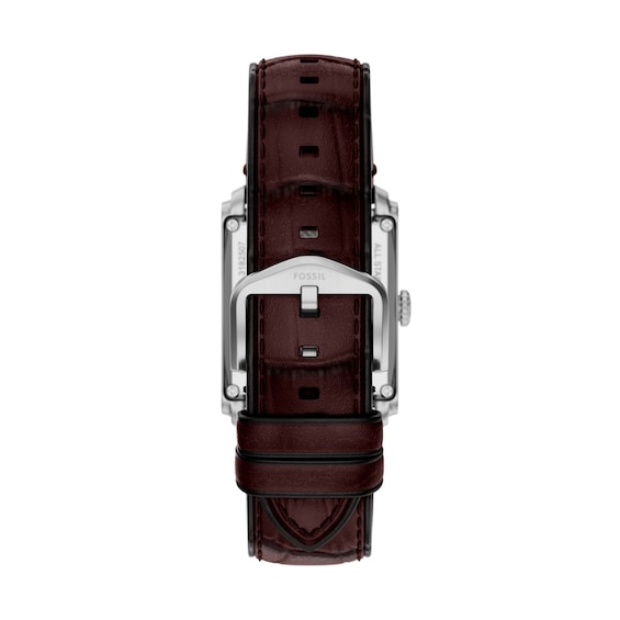 Men’s Fossil Caraway Analog Watch in Stainless Steel with Blue Dial and Brown Leather Strap (Model: Me3273)