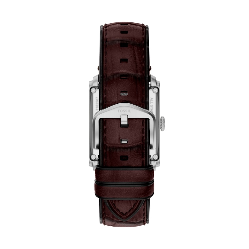 Main Image 4 of Men’s Fossil Caraway Analog Watch in Stainless Steel with Blue Dial and Brown Leather Strap (Model: ME3273)