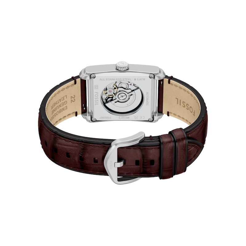 Main Image 6 of Men’s Fossil Caraway Analog Watch in Stainless Steel with Blue Dial and Brown Leather Strap (Model: ME3273)