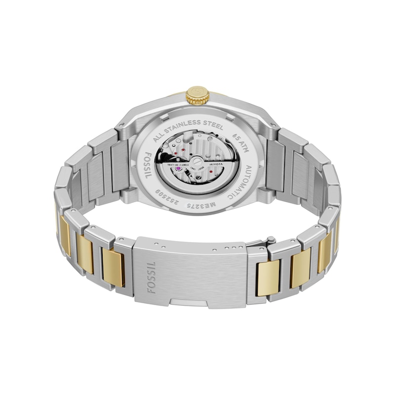 Main Image 5 of Men's Fossil Everett Automatic Watch in Two-Tone Stainless Steel with Blue Dial (Model: ME3275)