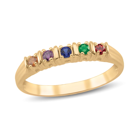 Mother's Birthstone Ring in Sterling Silver with 18K Gold Plate (3-7 Stones)
