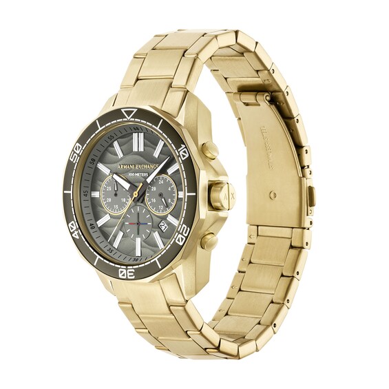 Men's Armani Exchange Chronograph Gold-Tone IP Watch with Grey Dial (Model: Ax1970)