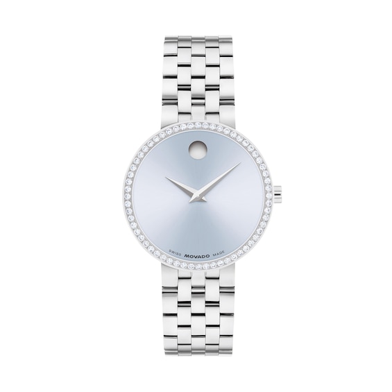 Ladies' Movado Museum Classic 1/2 Ct.t.w. Lab-Grown Diamond Stainless Steel Watch with Blue Dial (Model: 0608066)