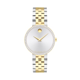 Ladies' Movado Museum Classic 1/2 CT.T.W. Lab-Grown Diamond Two-Tone PVD Stainless Steel Watch (Model: 0608067)