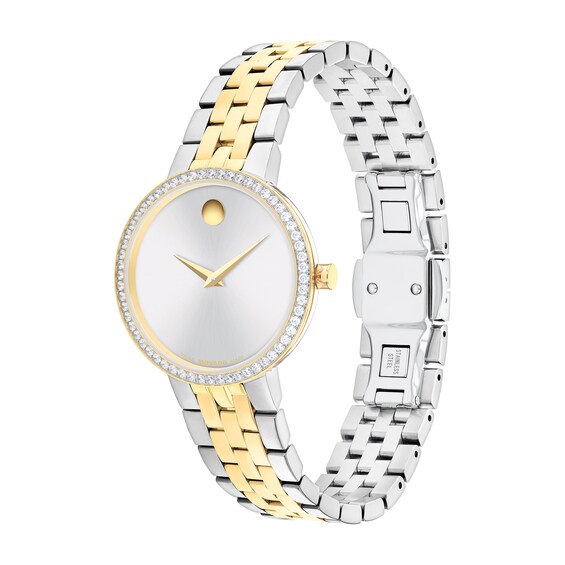 Ladies' Movado Museum Classic 1/2 Ct.t.w. Lab-Grown Diamond Two-Tone PVD Stainless Steel Watch (Model: 0608067)