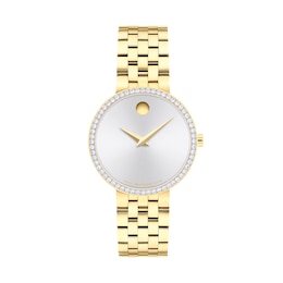 Ladies' Movado Museum Classic 1/2 CT.T.W. Lab-Grown Diamond Gold-Tone PVD Stainless Steel Watch (Model: 0608068)