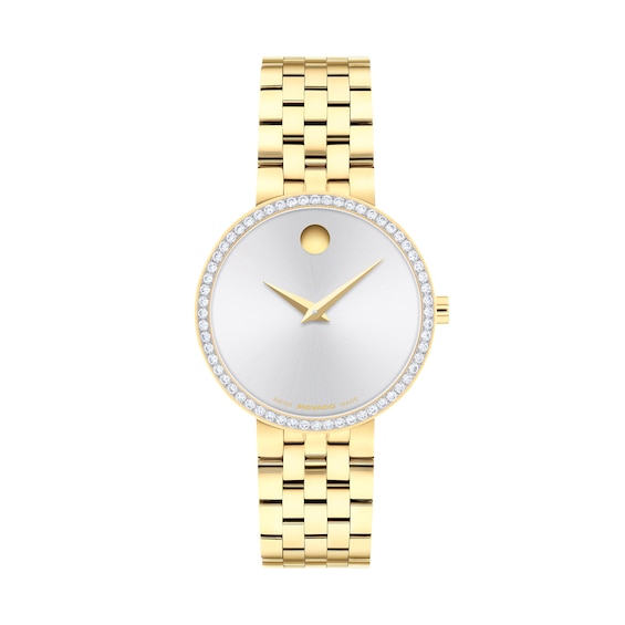 Ladies' Movado Museum Classic 1/2 Ct.t.w. Lab-Grown Diamond Gold-Tone PVD Stainless Steel Watch (Model: 0608068)