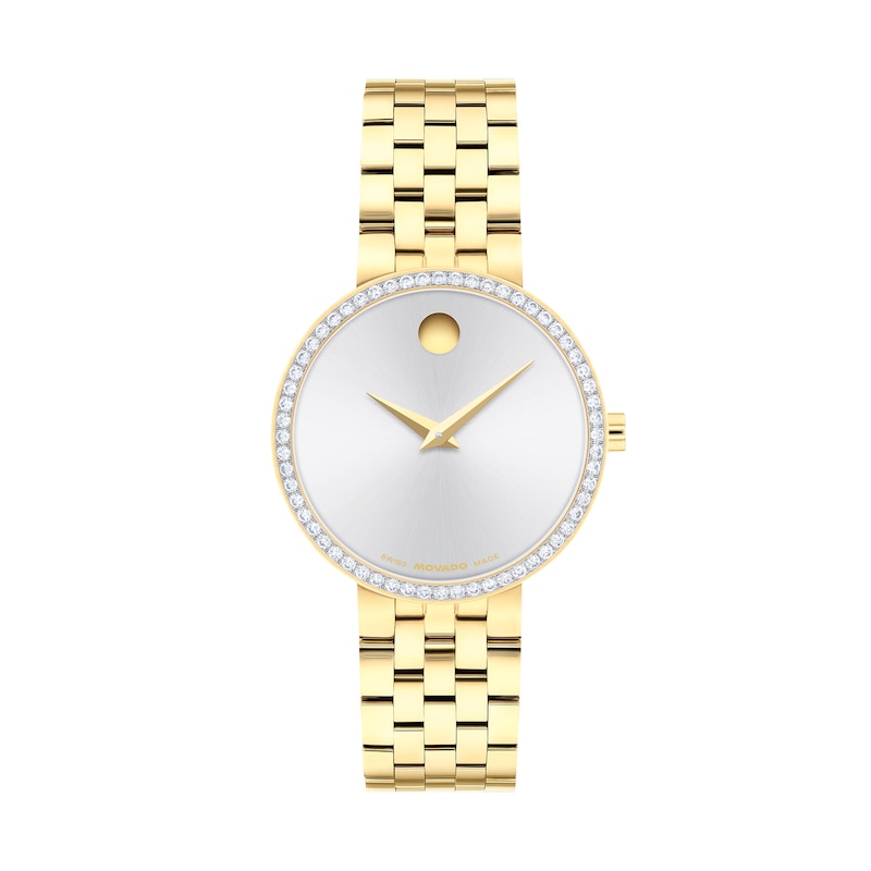 Main Image 1 of Ladies' Movado Museum Classic 1/2 CT.T.W. Lab-Grown Diamond Gold-Tone PVD Stainless Steel Watch (Model: 0608068)