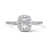Thumbnail Image 1 of Classic Everlasting 1 CT. T.W. Emerald-Cut Certified Lab-Grown Diamond Frame Engagement Ring in 14K White Gold (F/VS2)