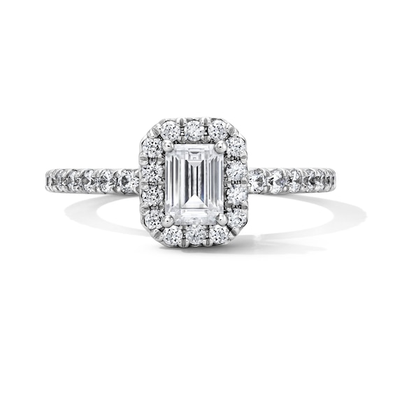 Classic Everlasting 1 CT. T.w. Emerald-Cut Certified Lab-Grown Diamond Frame Engagement Ring in 14K White Gold (F/Vs2)