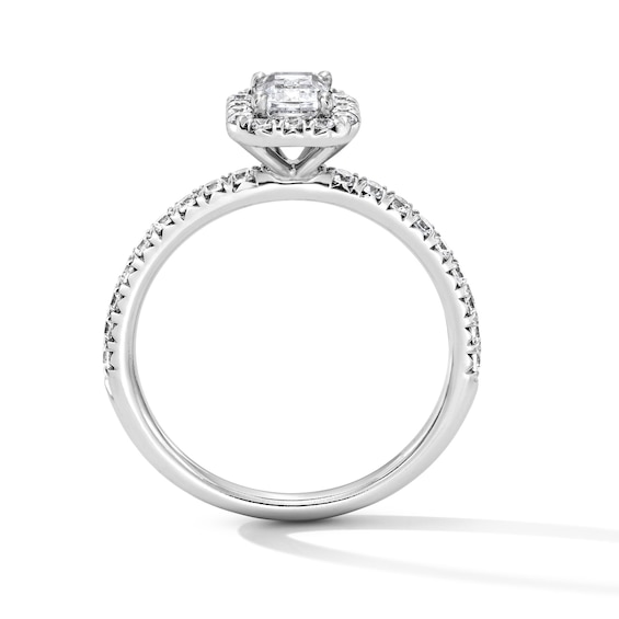 Classic Everlasting 1 CT. T.w. Emerald-Cut Certified Lab-Grown Diamond Frame Engagement Ring in 14K White Gold (F/Vs2)