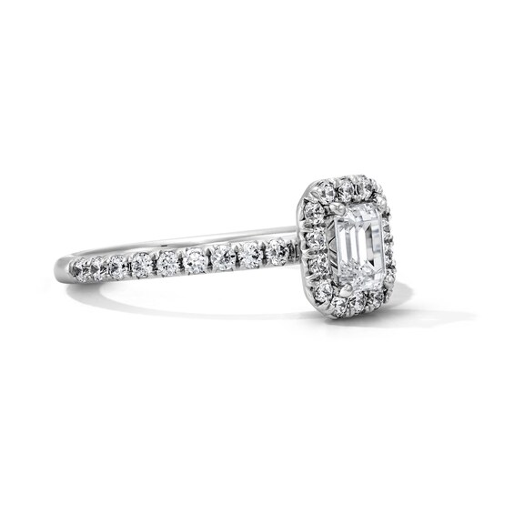 Classic Everlasting 1 CT. T.w. Emerald-Cut Certified Lab-Grown Diamond Frame Engagement Ring in 14K White Gold (F/Vs2)