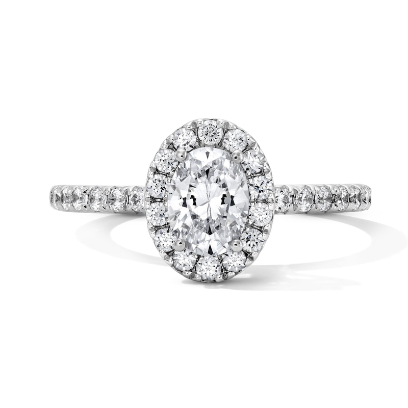 Main Image 1 of Classic Everlasting 1 CT. T.W. Oval Certified Lab-Grown Diamond Frame Engagement Ring in 14K White Gold (F/VS2)