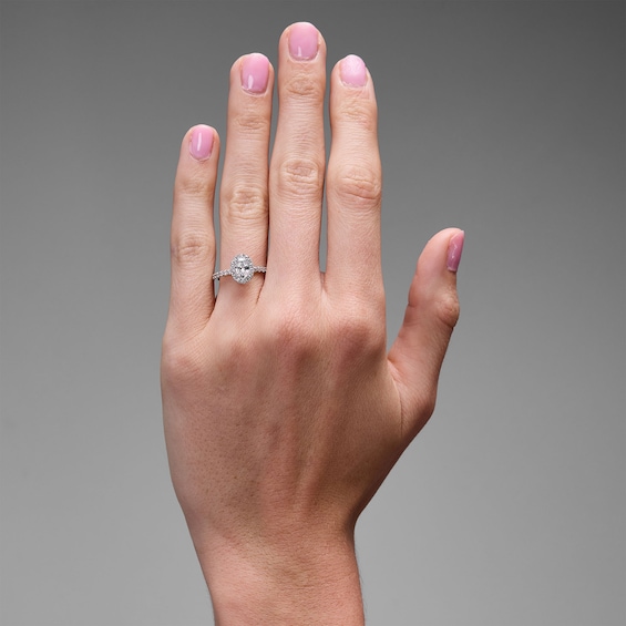 Classic Everlasting 1 CT. T.w. Oval Certified Lab-Grown Diamond Frame Engagement Ring in 14K White Gold (F/Vs2)
