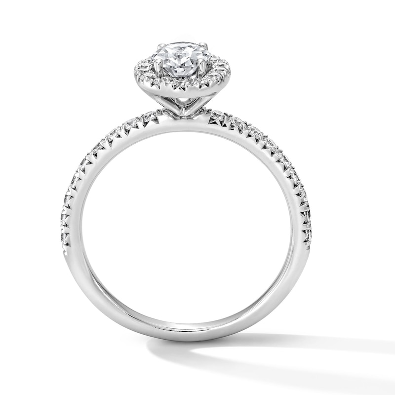 Main Image 3 of Classic Everlasting 1 CT. T.W. Oval Certified Lab-Grown Diamond Frame Engagement Ring in 14K White Gold (F/VS2)