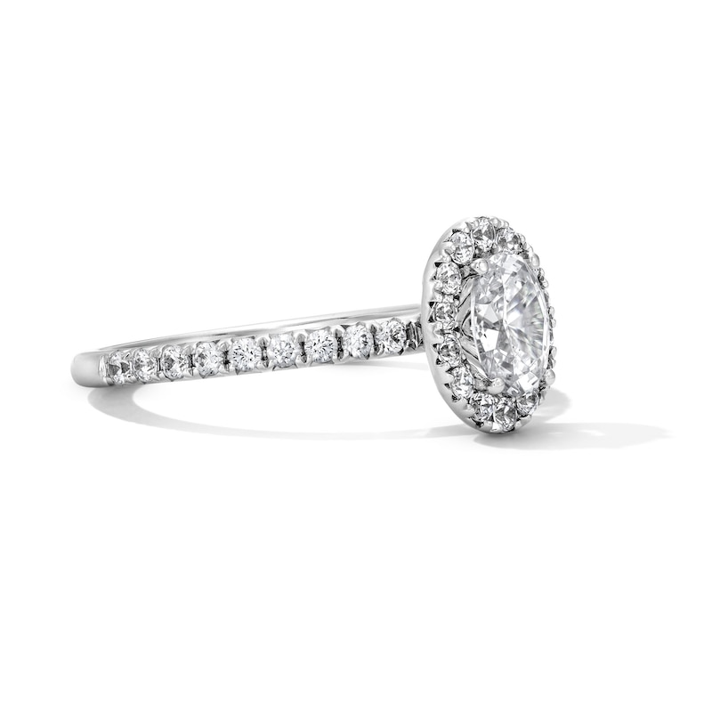 Main Image 4 of Classic Everlasting 1 CT. T.W. Oval Certified Lab-Grown Diamond Frame Engagement Ring in 14K White Gold (F/VS2)