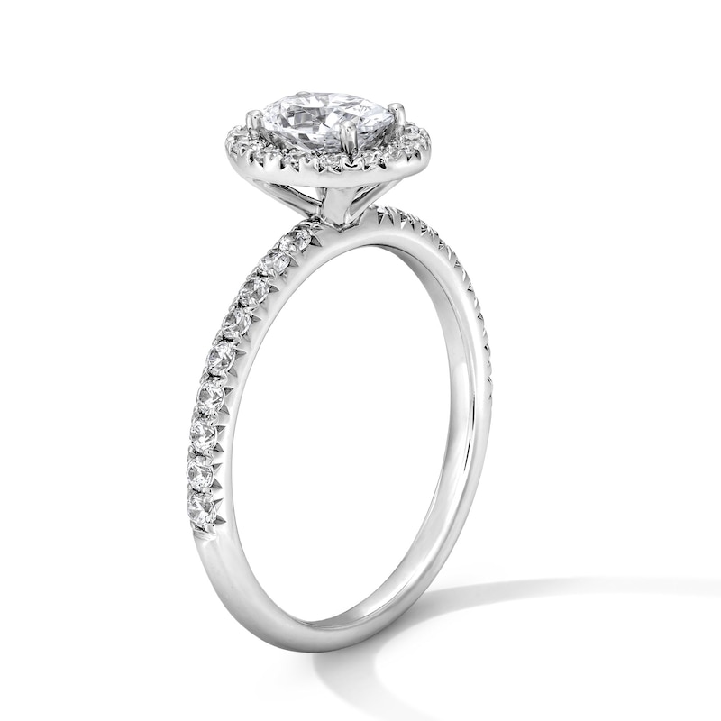 Main Image 5 of Classic Everlasting 1 CT. T.W. Oval Certified Lab-Grown Diamond Frame Engagement Ring in 14K White Gold (F/VS2)