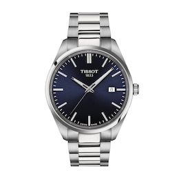 Men's Tissot PR 100 Analog Watch with Navy Blue Dial and Stainless Steel Bracelet (Model: T1504101104100)
