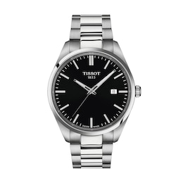 Men's Tissot PR 100 Analog Watch with Black Dial and Stainless Steel Bracelet (Model: T1504101105100)