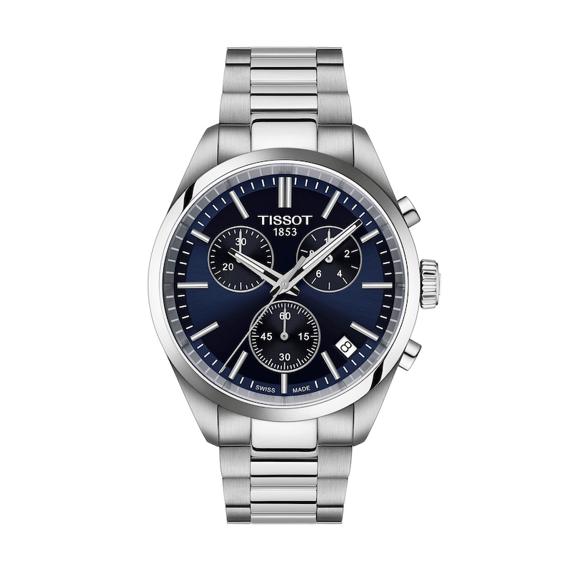 Main Image 1 of Men's Tissot PR 100 Chronograph Watch with Navy Blue Dial and Stainless Steel Bracelet (Model: T1504171104100)