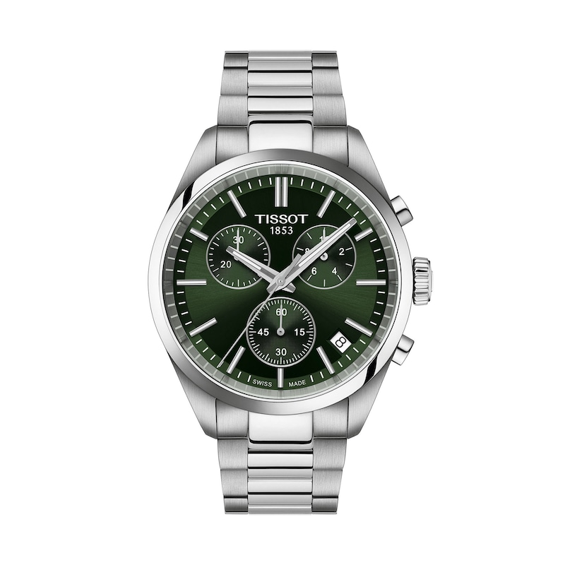 Main Image 1 of Men's Tissot PR 100 Chronograph Watch with Green Dial and Stainless Steel Bracelet (Model: T1504171109100)
