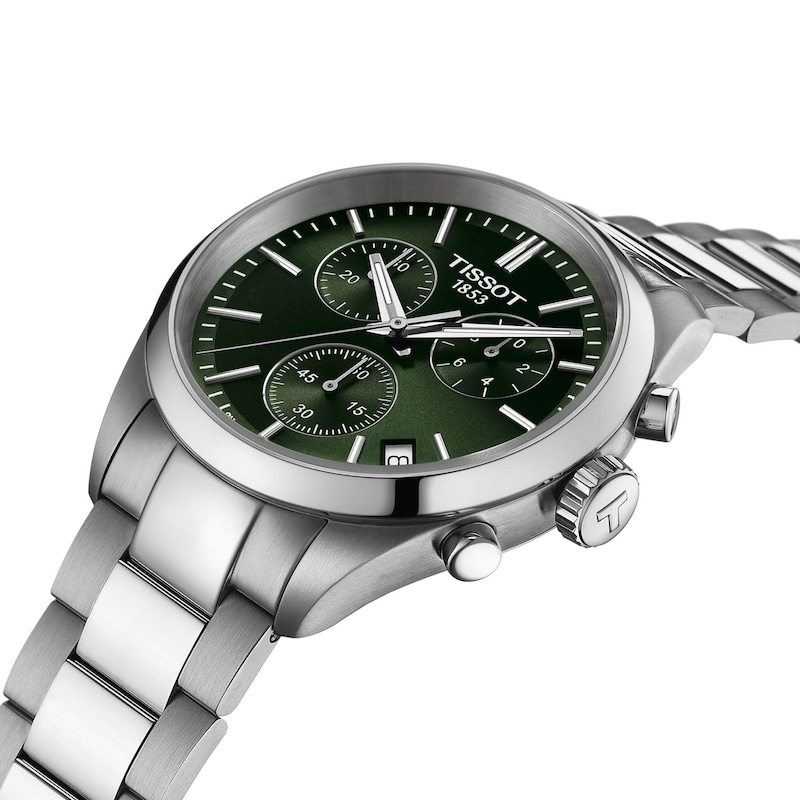 Main Image 6 of Men's Tissot PR 100 Chronograph Watch with Green Dial and Stainless Steel Bracelet (Model: T1504171109100)