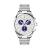 Thumbnail Image 1 of Men's Tissot PR 100 Chronograph Watch with White/Blue Dial and Stainless Steel Bracelet (Model: T1504171101100)