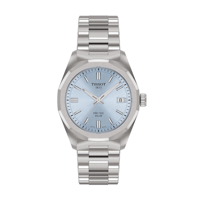 Main Image 1 of Unisex Tissot PRC 100 Solar Watch with Ice Blue Dial and Stainless Steel Bracelet (Model: T1518221135100)