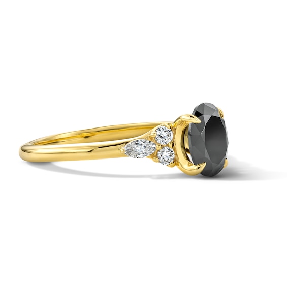 1-3/4 CT. T.w. Oval Black and White Diamond Engagement Ring in 14K Gold
