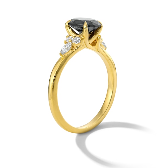 1-3/4 CT. T.w. Oval Black and White Diamond Engagement Ring in 14K Gold