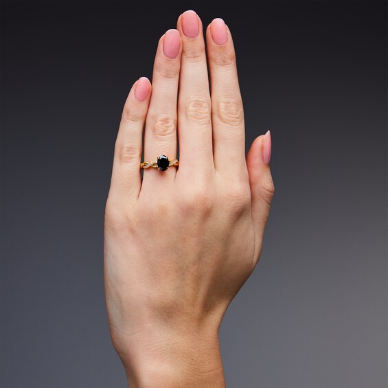 1-3/4 CT. T.w. Oval Black and White Diamond Hidden Frame Engagement Ring in 14K Gold