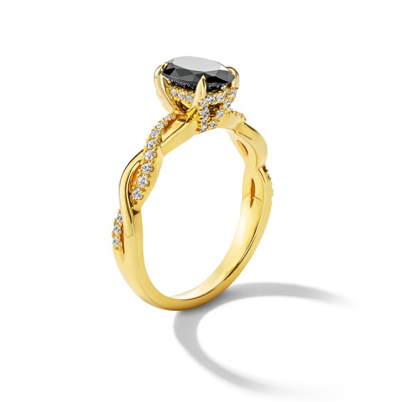 1-3/4 CT. T.w. Oval Black and White Diamond Hidden Frame Engagement Ring in 14K Gold