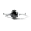 Thumbnail Image 1 of 1-3/4 CT. T.W. Oval Black Diamond and Trillion-Cut Diamond Three-Stone Engagement Ring in 14K White Gold