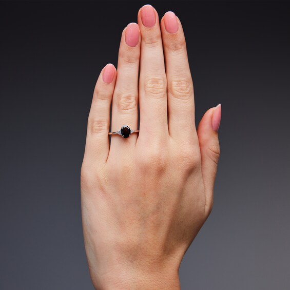 1-3/4 CT. T.w. Oval Black Diamond and Trillion-Cut Diamond Three-Stone Engagement Ring in 14K White Gold