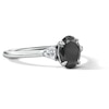 Thumbnail Image 4 of 1-3/4 CT. T.W. Oval Black Diamond and Trillion-Cut Diamond Three-Stone Engagement Ring in 14K White Gold
