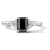 Thumbnail Image 1 of 1-3/4 CT. T.W. Emerald-Cut Black and White Diamond Engagement Ring in 14K White Gold