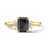 Thumbnail Image 1 of 2-1/4 CT. T.W. Emerald-Cut Black and White Diamond Three-Stone Ring in 14K Gold