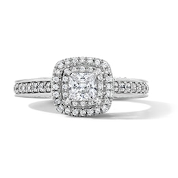 3/4 CT. T.W. Princess-Cut Lab-Grown Diamond Double Frame Engagement Ring in Sterling Silver (F/VS2)