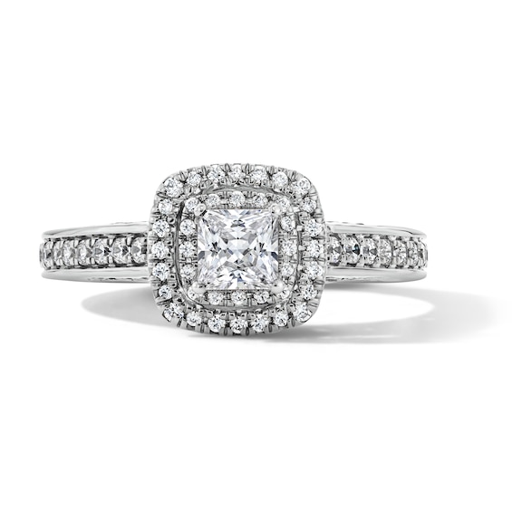 3/4 CT. T.w. Princess-Cut Lab-Grown Diamond Double Frame Engagement Ring in Sterling Silver (F/Vs2)